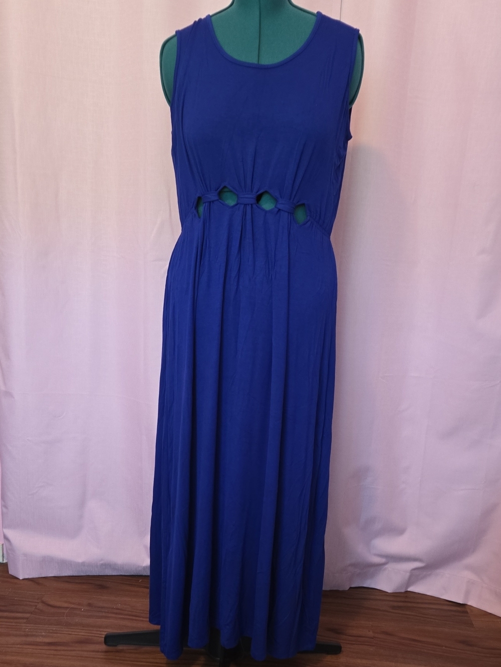 Kate & Mallory Sleeveless Cobalt Blue Maxi Dress with Waist Cutouts